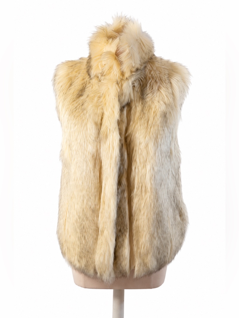 TOPSHOP Luxurious Faux Fur Vest in Cream & Tan Size 8 Luxury Glam Neutral